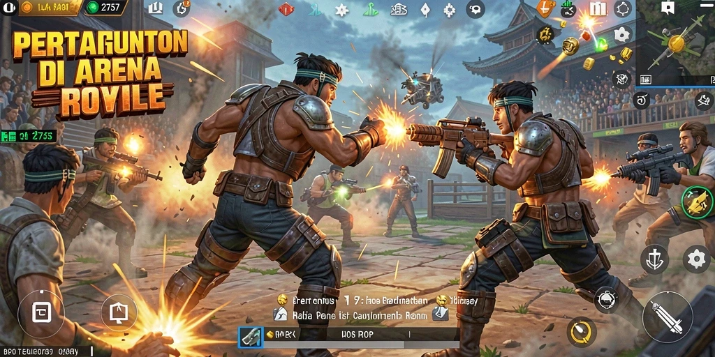 Screenshot utama 2757 menampilkan aksi seru dalam pertempuran Battle Royale.