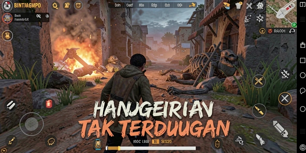 Tampilan gameplay menyeramkan di BINTANGMPO dengan suasana gelap.