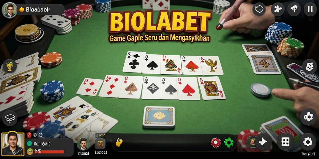 Screenshot gameplay BIOLABET menampilkan suasana seru saat bermain Gaple.