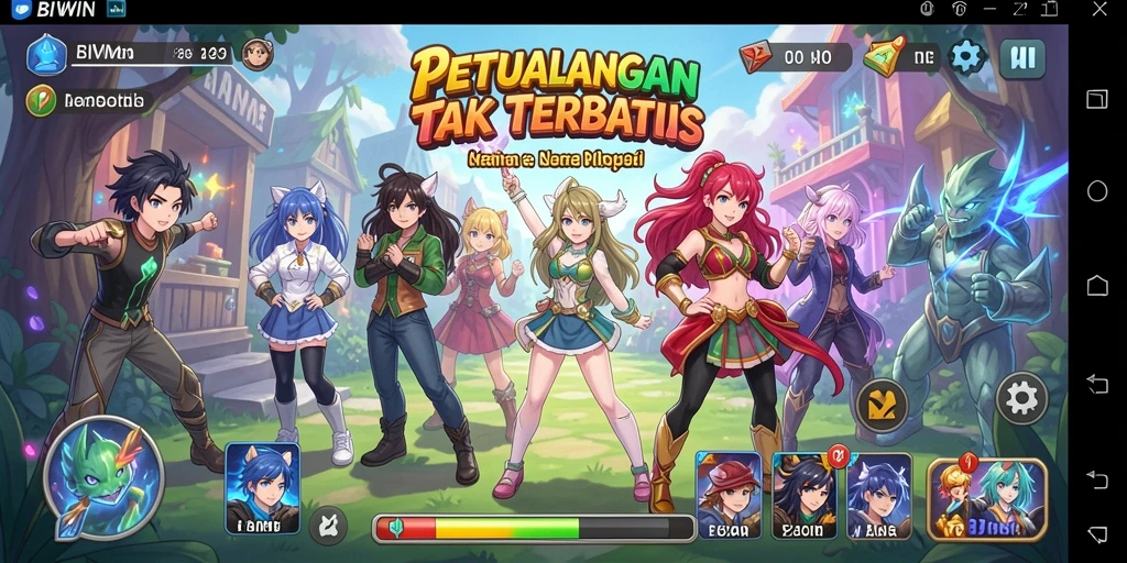 Screenshot gameplay BIWIN menampilkan petualangan karakter anime yang menakjubkan.