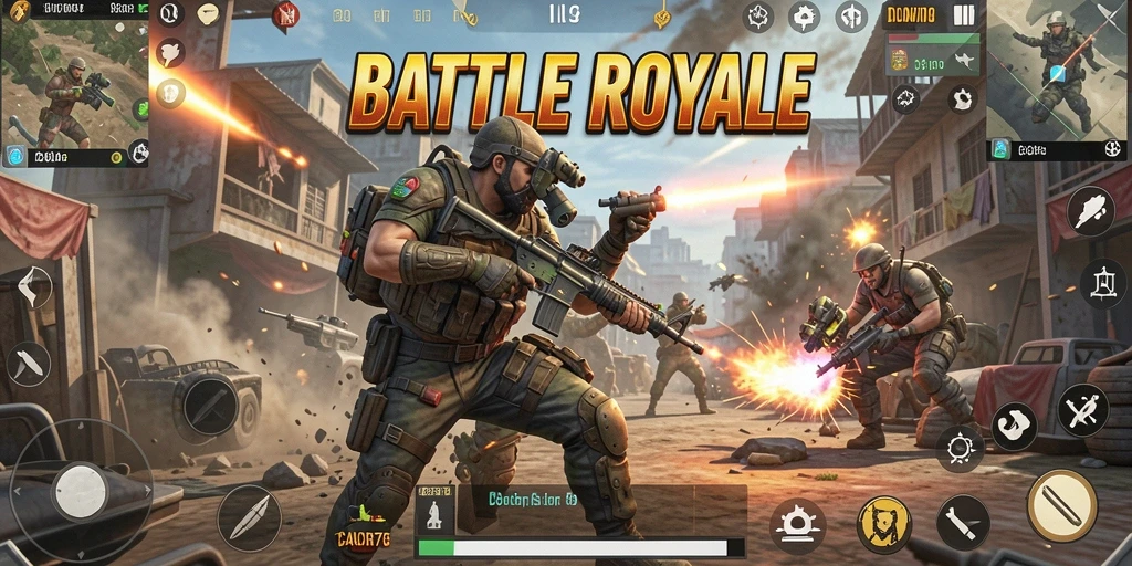 Tampilan aksi seru dari gameplay CACOR78 dalam pertempuran Battle Royale.