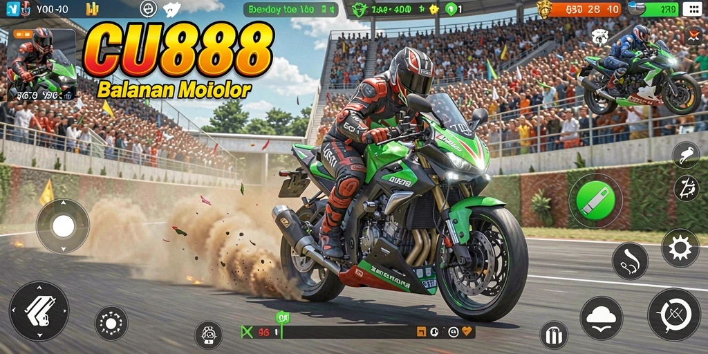 Tampilan gameplay balapan motor yang mendebarkan.