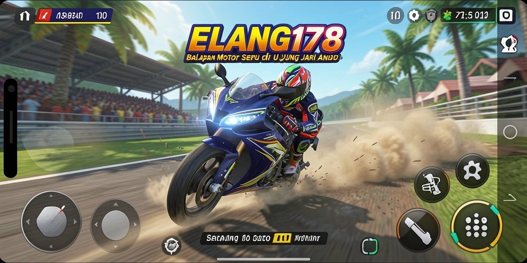 Tampilan gameplay ELANG178 yang mendebarkan dalam balapan motor.