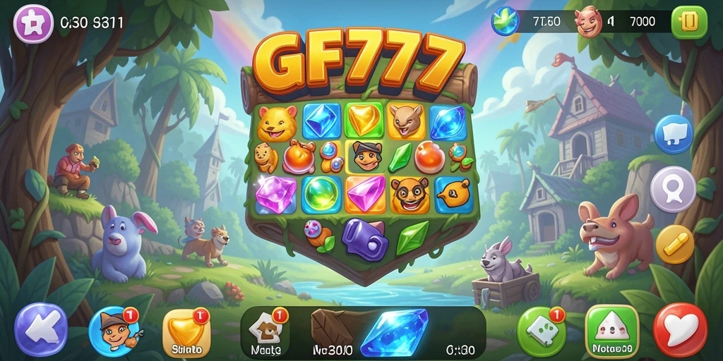 Tampilan gameplay seru di GF777 dengan kombinasi warna-warni.