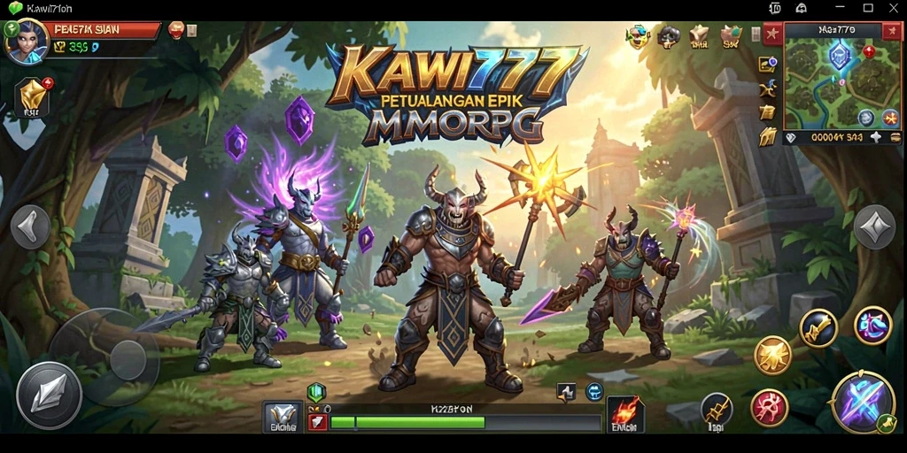 Tampilan aksi seru di dunia MMORPG KAWI777 yang penuh petualangan.