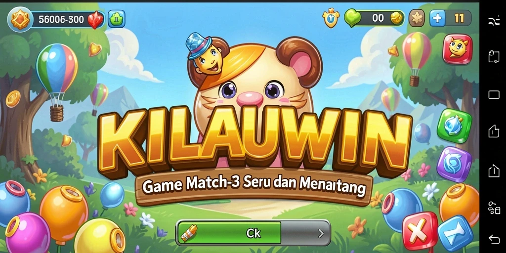Screenshot gameplay <strong>KILAUWIN</strong> dengan tantangan Match-3 yang seru.