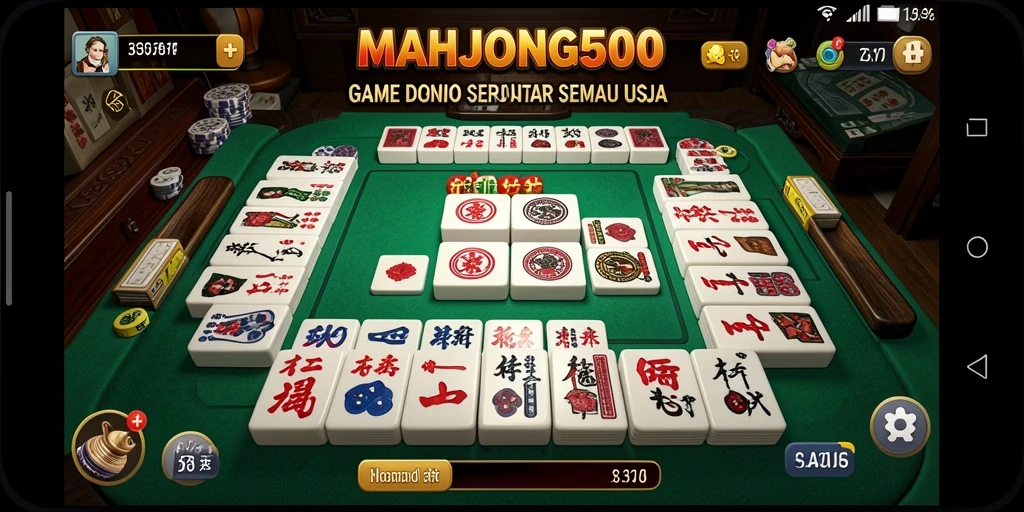 Tampilan gameplay seru dari MAHJONG500 dengan grafis menarik.