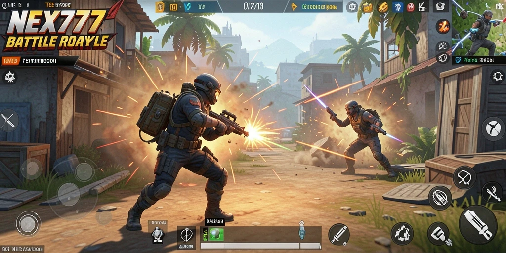 Gameplay seru dalam NEX777, pertempuran Battle Royale yang mendebarkan.