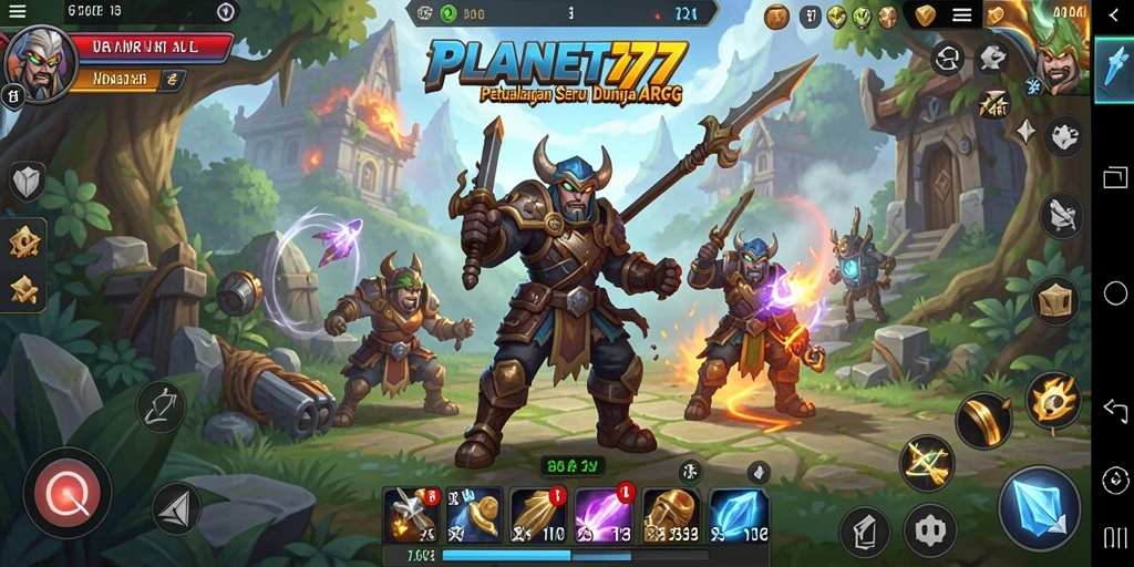 Screenshot utama PLANET77 menampilkan aksi seru dalam pertarungan ARPG.