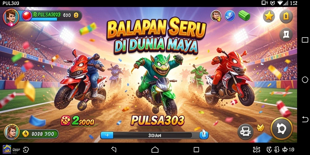 Screenshot gameplay PULSA303 yang menunjukkan balapan seru.
