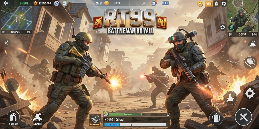 Screenshot gameplay RT99 menampilkan aksi tempur yang dinamis dan menarik.