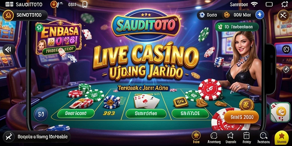 Tampilan gameplay Live Casino SAUDITOTO dengan dealer yang berinteraksi secara langsung.