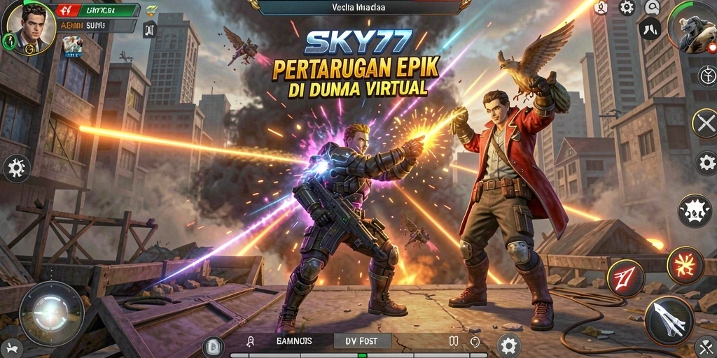 Tampilan gameplay SKY77 dengan aksi pertarungan yang mendebarkan.