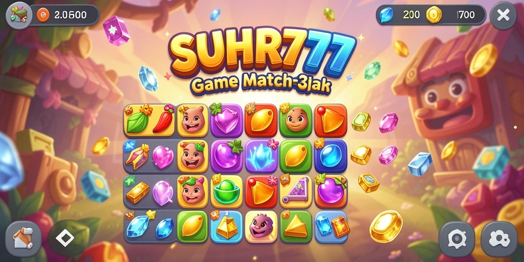 Gameplay seru SUHU777 saat mencocokkan item dalam permainan Match-3.