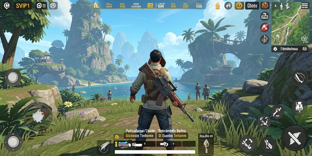Screenshot gameplay SVIP1 menunjukkan eksplorasi dunia terbuka yang menakjubkan.
