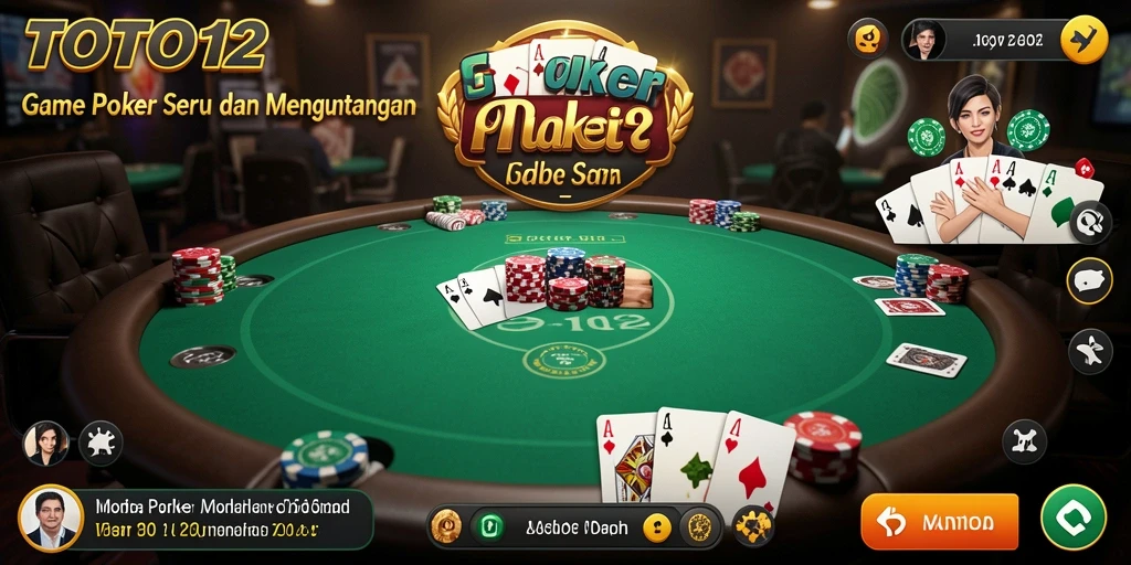 Tampilan gameplay seru di TOTO12 dengan pemain yang berkompetisi di meja poker.