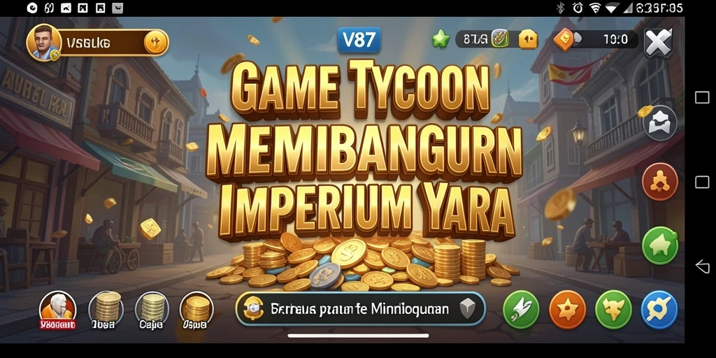Menampilkan gameplay V87 dengan berbagai pilihan strategi Tycoon.