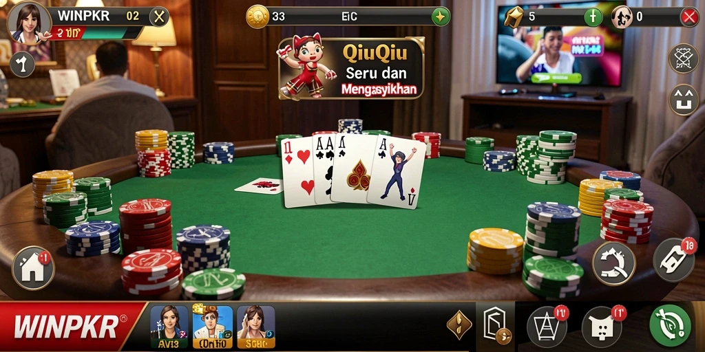 Tampilan gameplay seru QiuQiu di WINPKR.