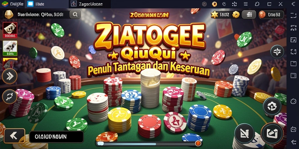 Tampilan gameplay seru dalam ZIATOGEL yang menampilkan kartu QiuQiu.